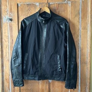 Kenneth Cole Black Leather and Nylon Jacket M